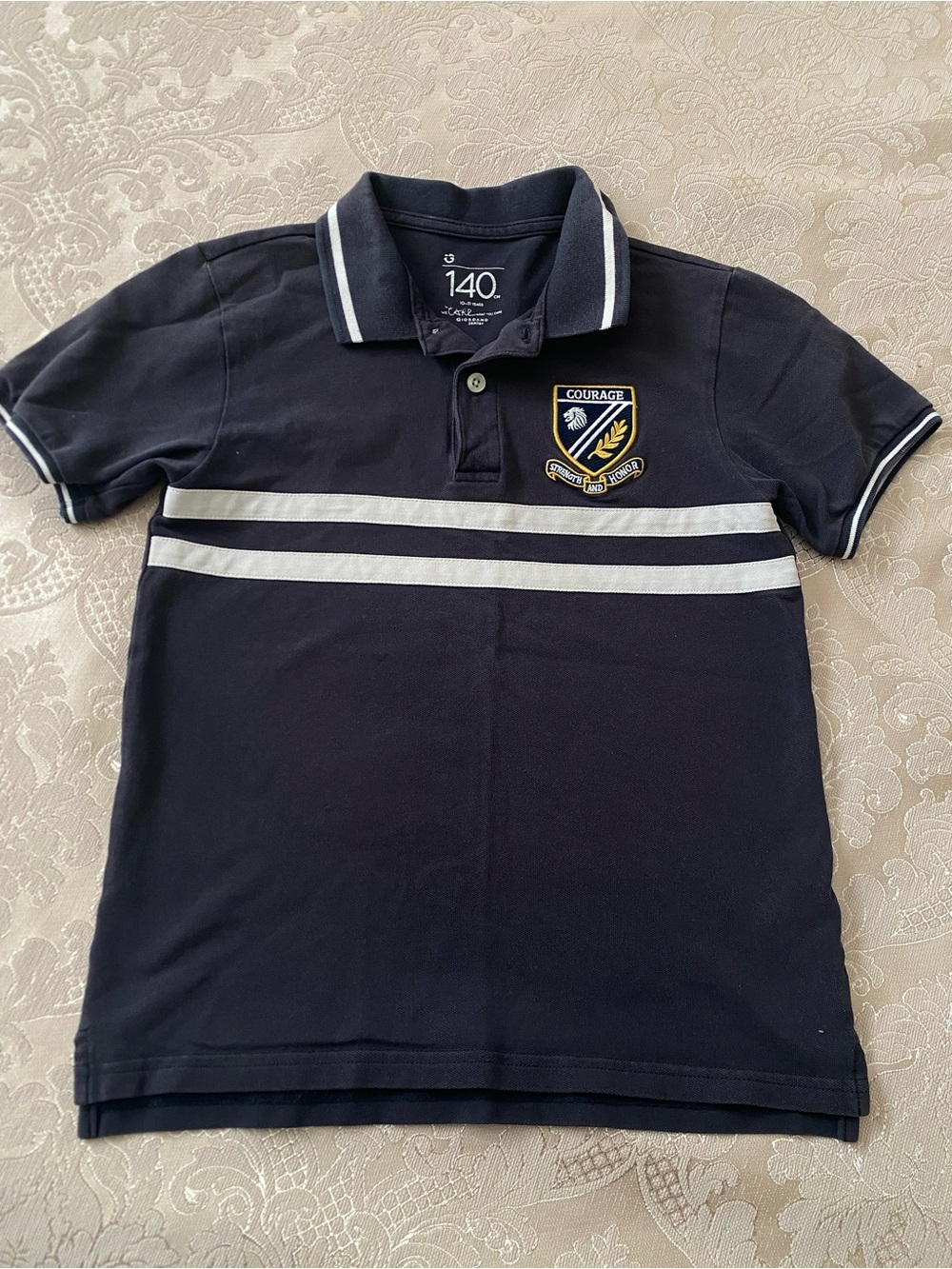 Boys Navy Polo Shirt with Crest - 140